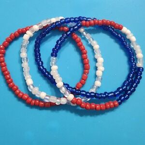Red, White, and Blue stretch Bracelets